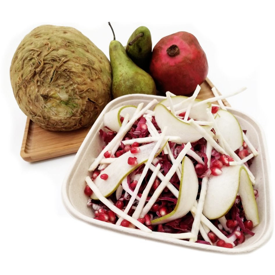 Radicchio salad with celery, pears and pomegranate