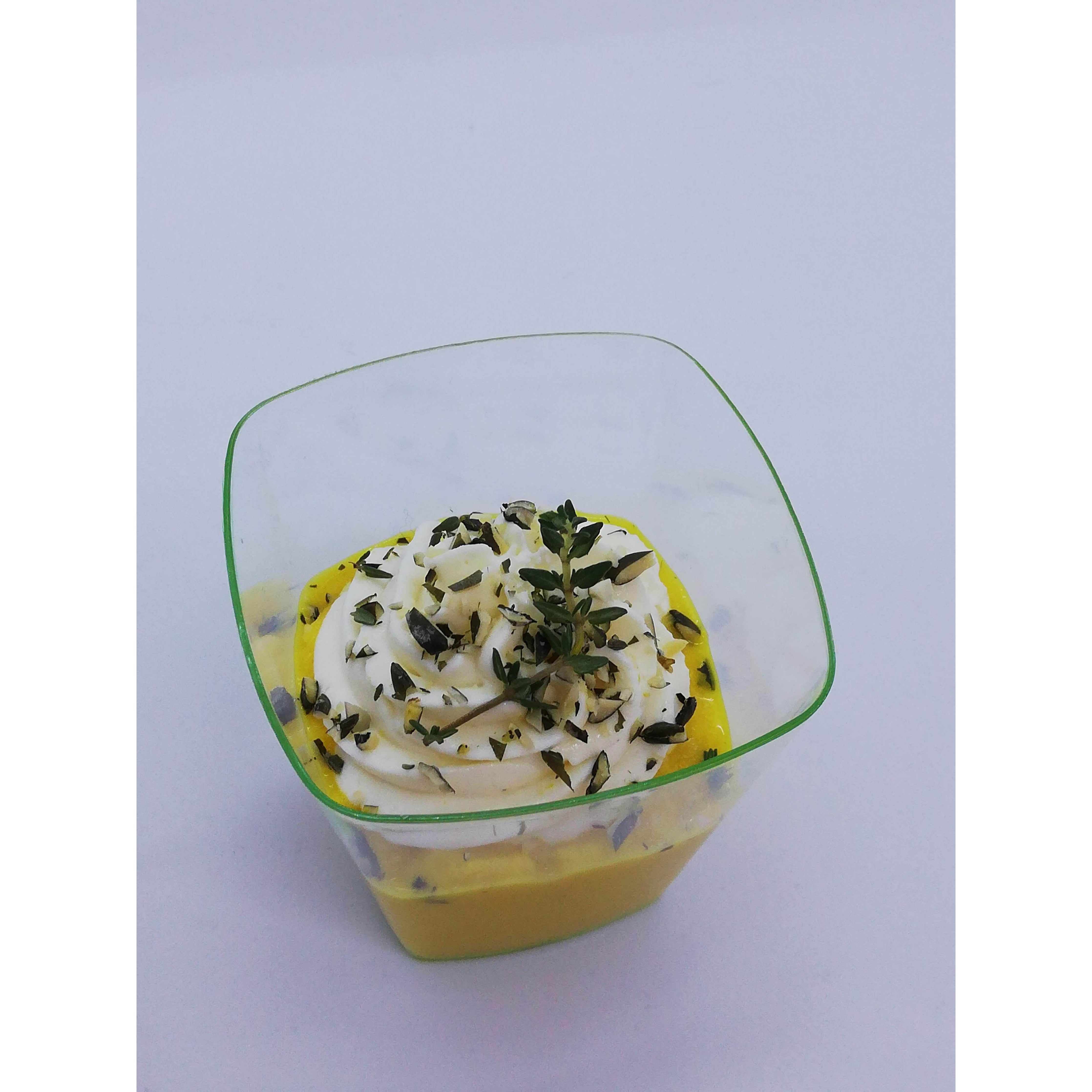 Carrots cream with goat cheese and pumpkins seeds (12 verrine)